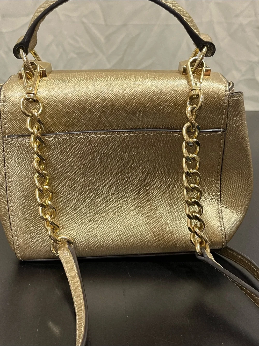 Michael Kors Gold studded top handle bag with attachment for crossbody bag